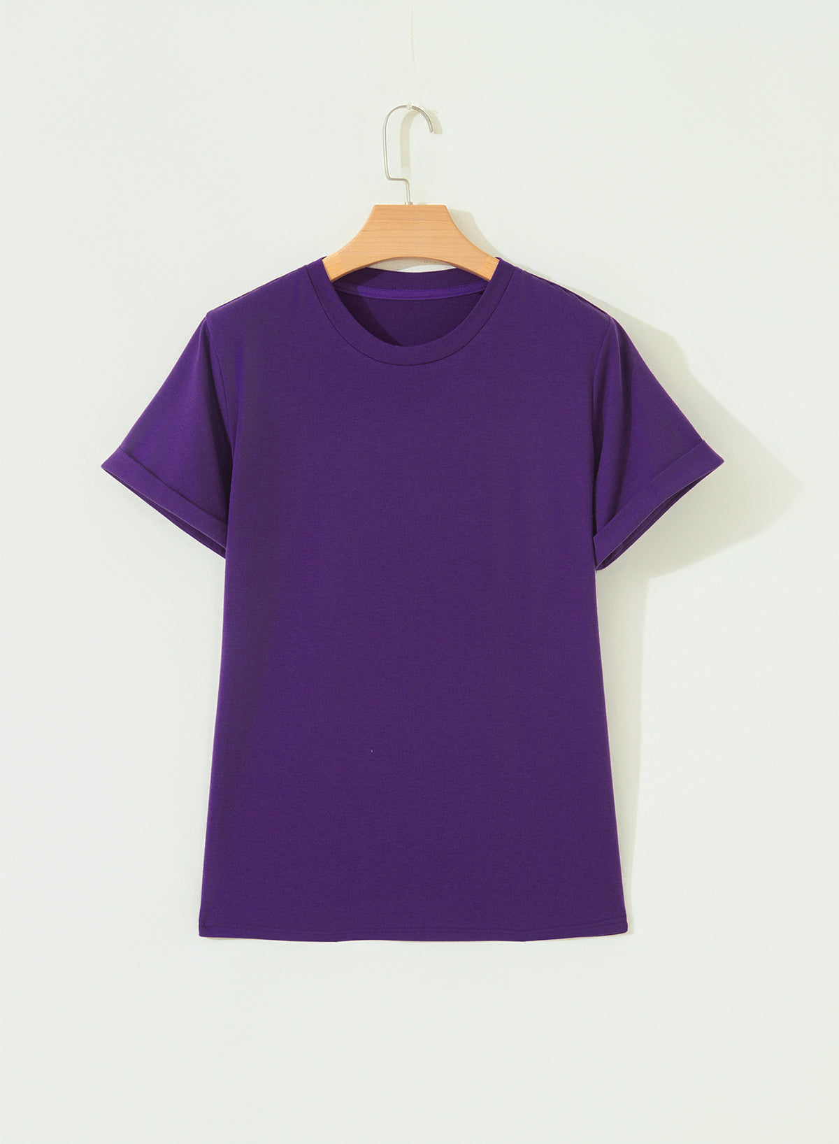 Dark Blue Casual Plain Crew Neck Tee