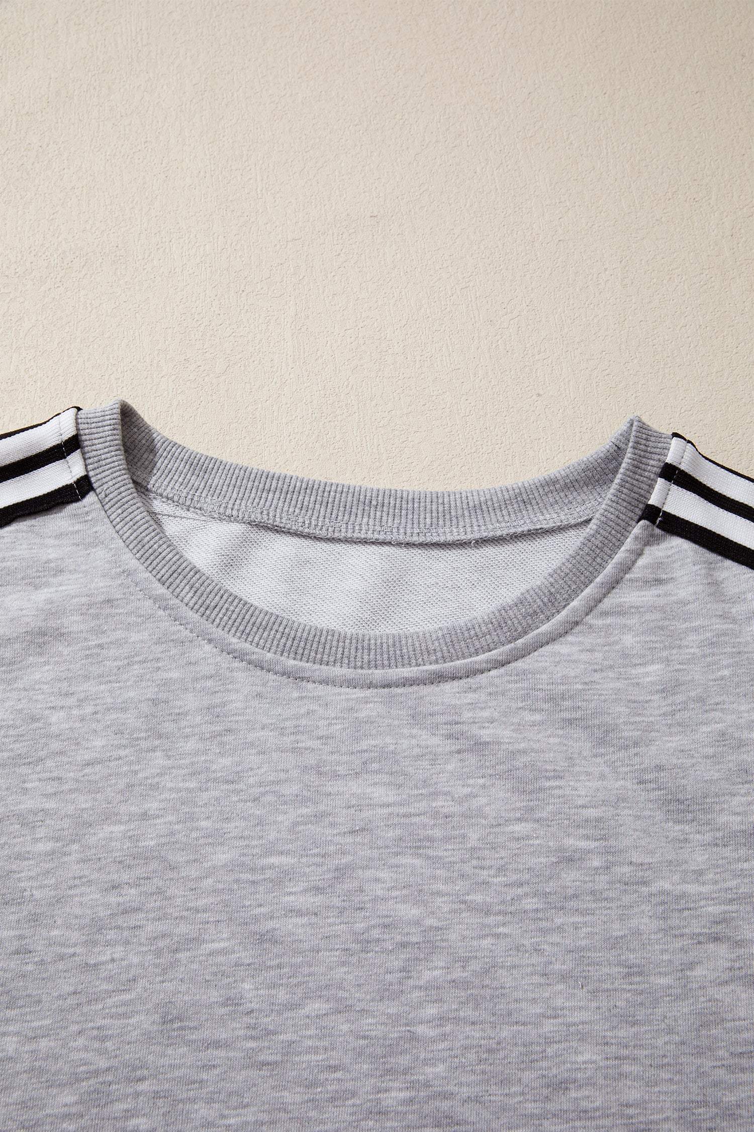 Light Grey Patchwork Detail Raw Edge Oversize Tee