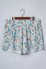 Multicolour Plus Size Camouflage Elastic Waist Athleisure Shorts
