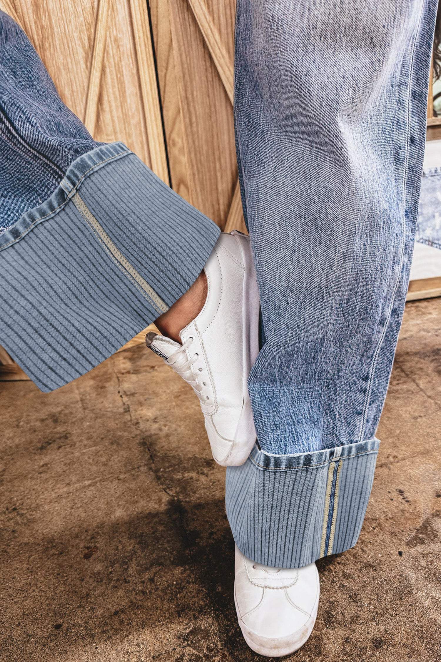 Ashleigh Blue Cuffed Straight Loose Jeans