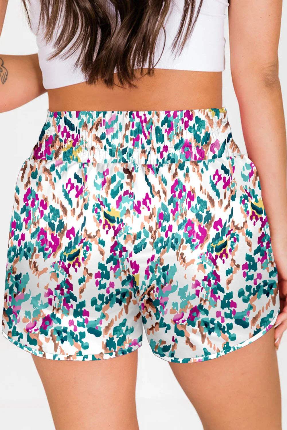 Blue Leopard High Waisted Athletic Shorts