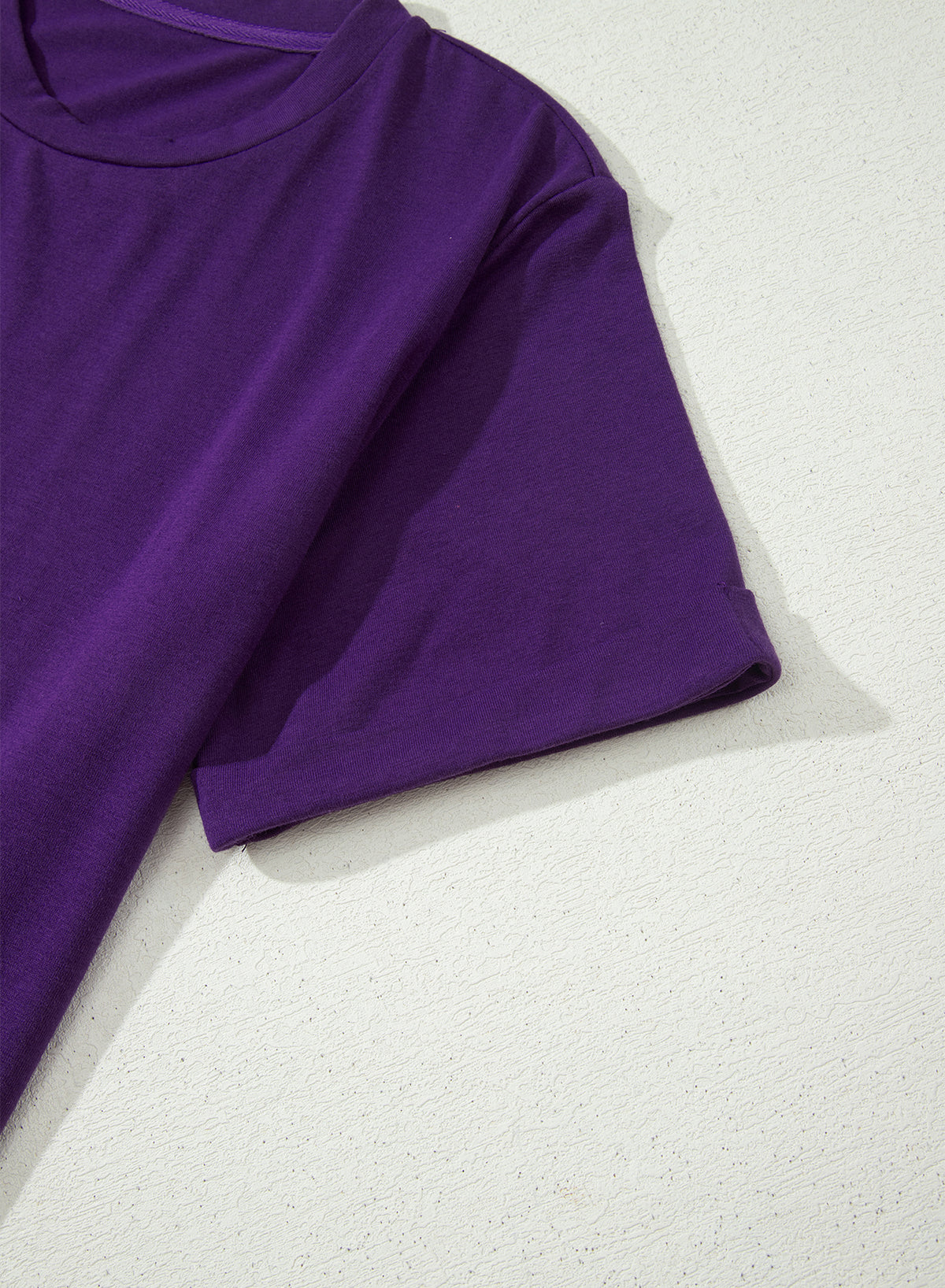 Dark Blue Casual Plain Crew Neck Tee
