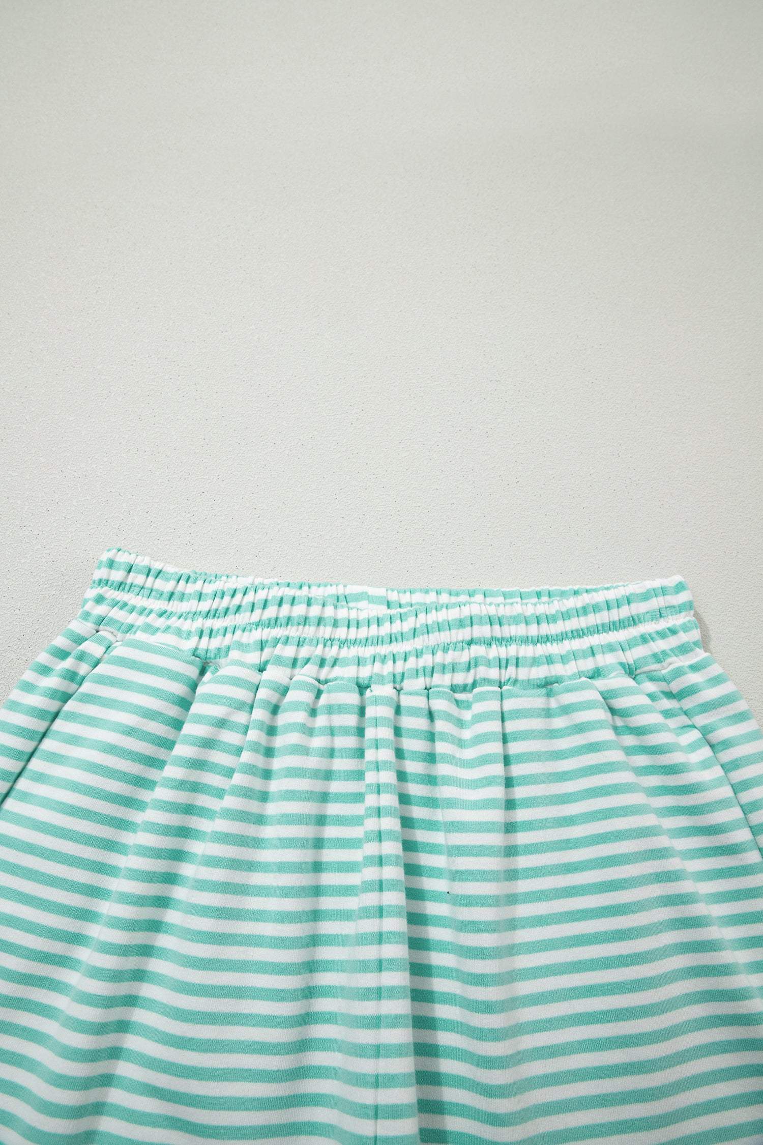 Sky Blue Stripe Oversize Mock Neck Sweatshirt and Shorts Set
