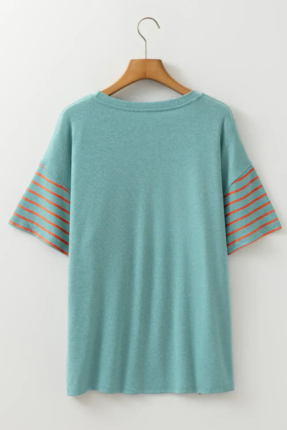 Laurel Green Color Block Striped Detail Loose T Shirt
