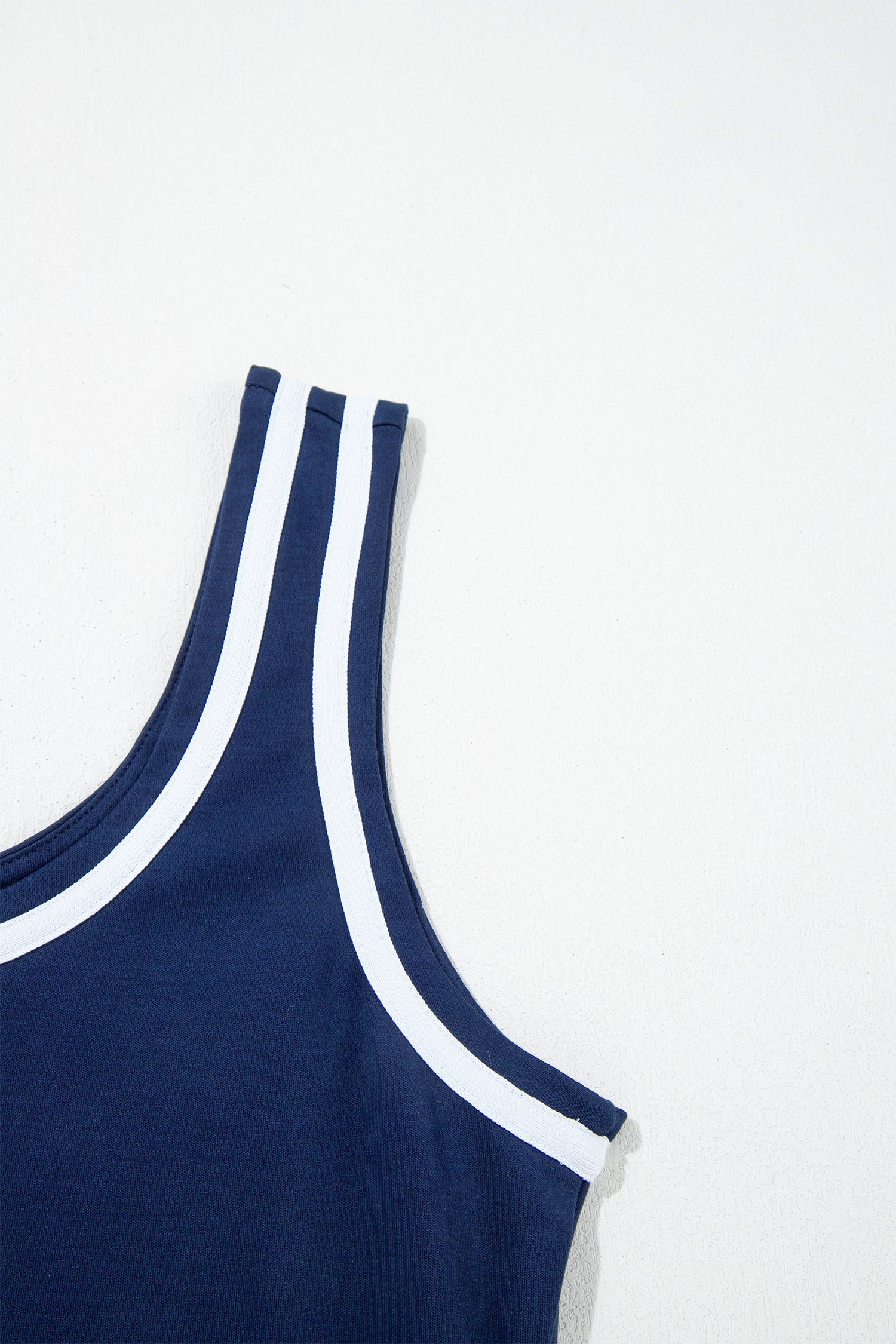 Dirty blue Contrast Trim U Neck Sleeveless Mini Dress
