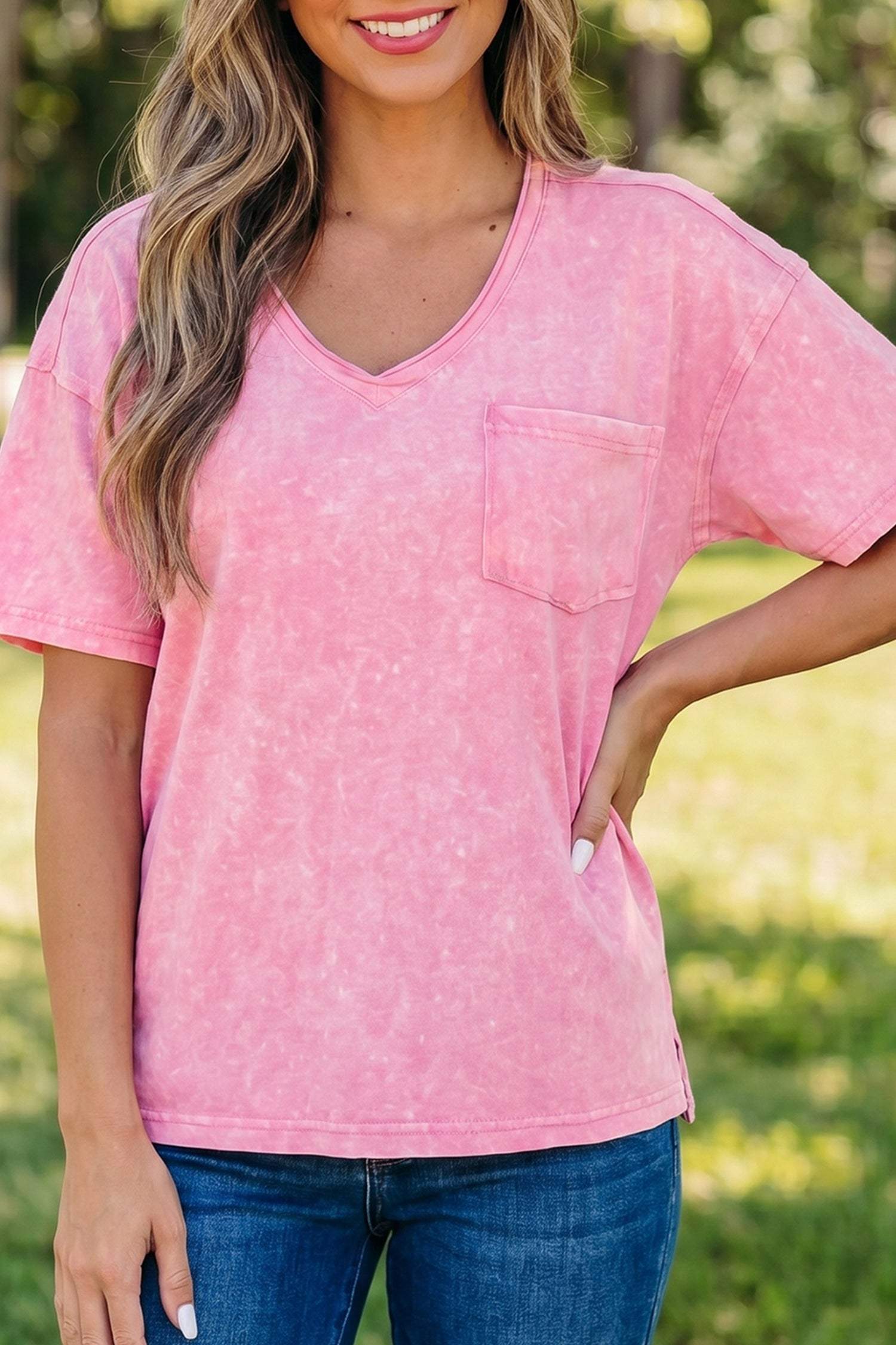 Mint Green Cotton Mineral Wash T Shirt
