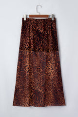 Brown Leopard Sheer Maxi Skirt