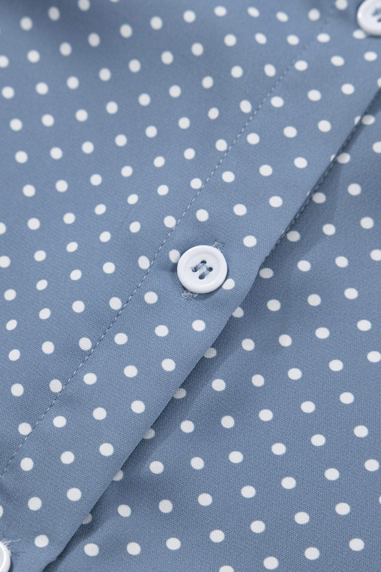 Khaki Dotted Print Cuffed Short Sleeve Shirt