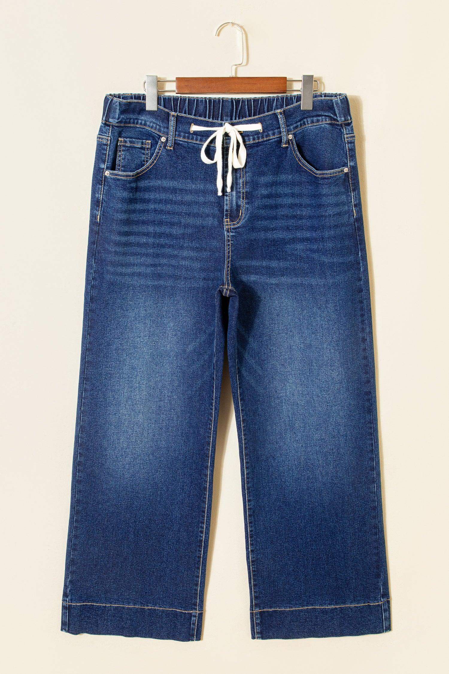 Black Acid Wash Contrast Lace-up Plus Size Jeans
