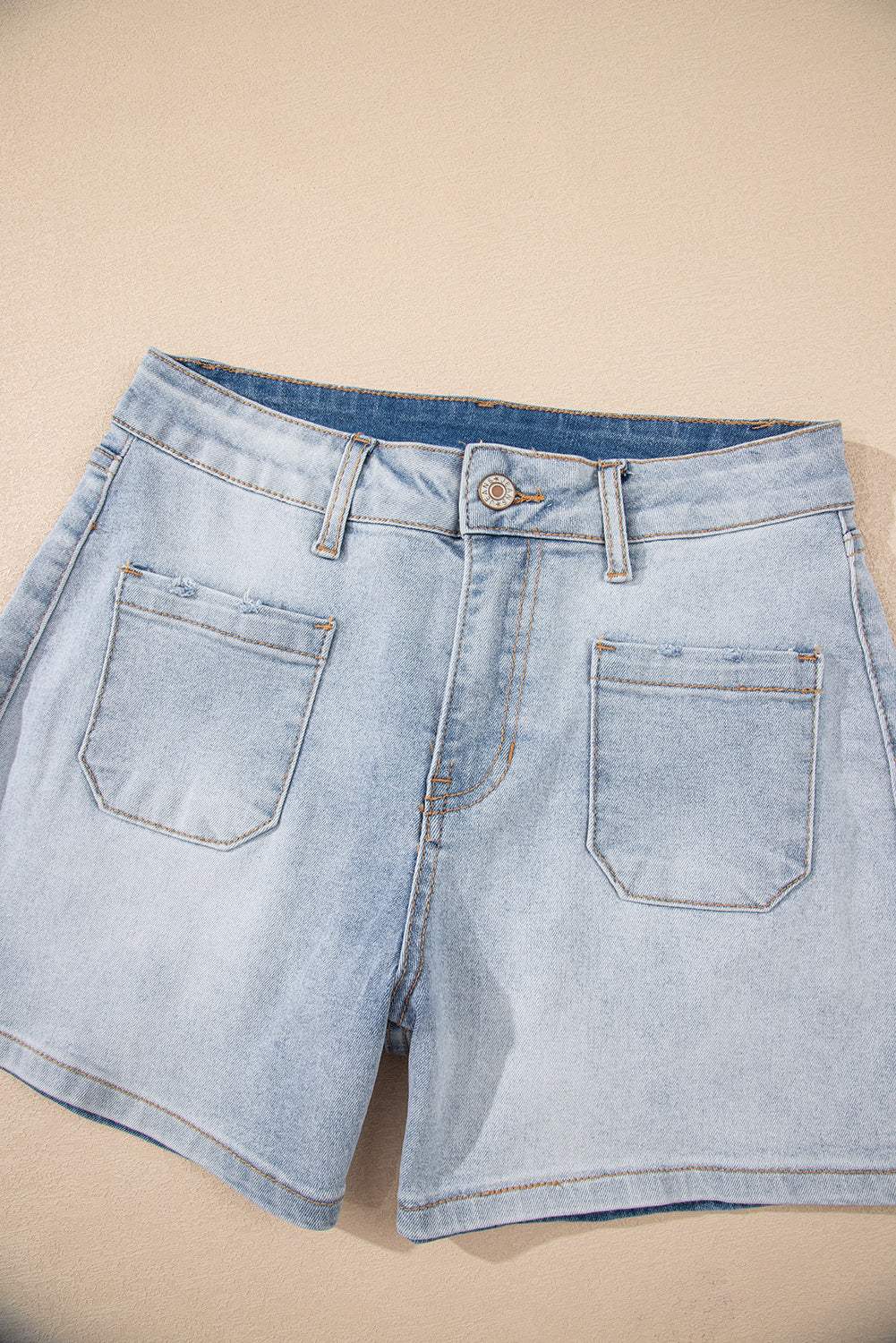 Beau Blue Light Wash High Rise Denim Shorts