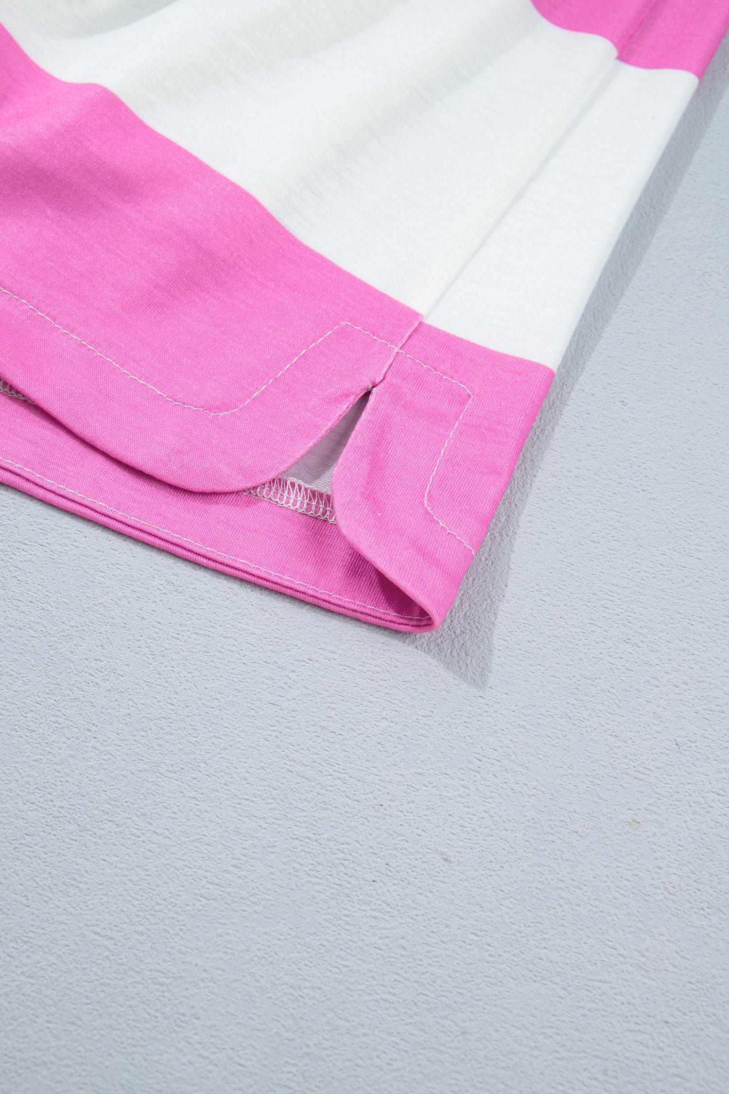Rose Stripe Colorblock Trim Polo Tee Drawstring Mini Skirt 2pcs Set
