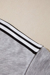 Light Grey Patchwork Detail Raw Edge Oversize Tee