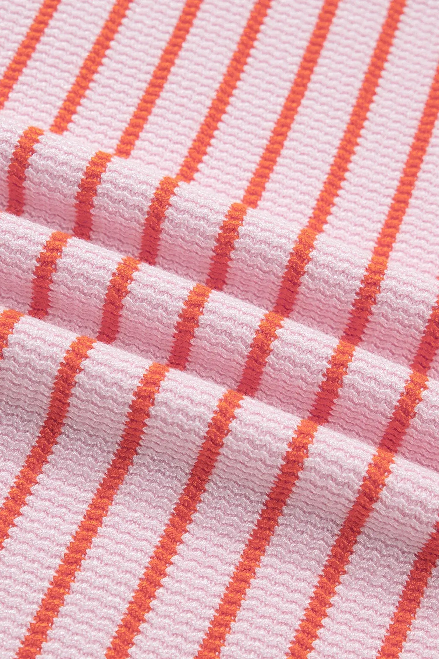 Pink Stripe Textured Knit Sleeveless Casual Sweater Top