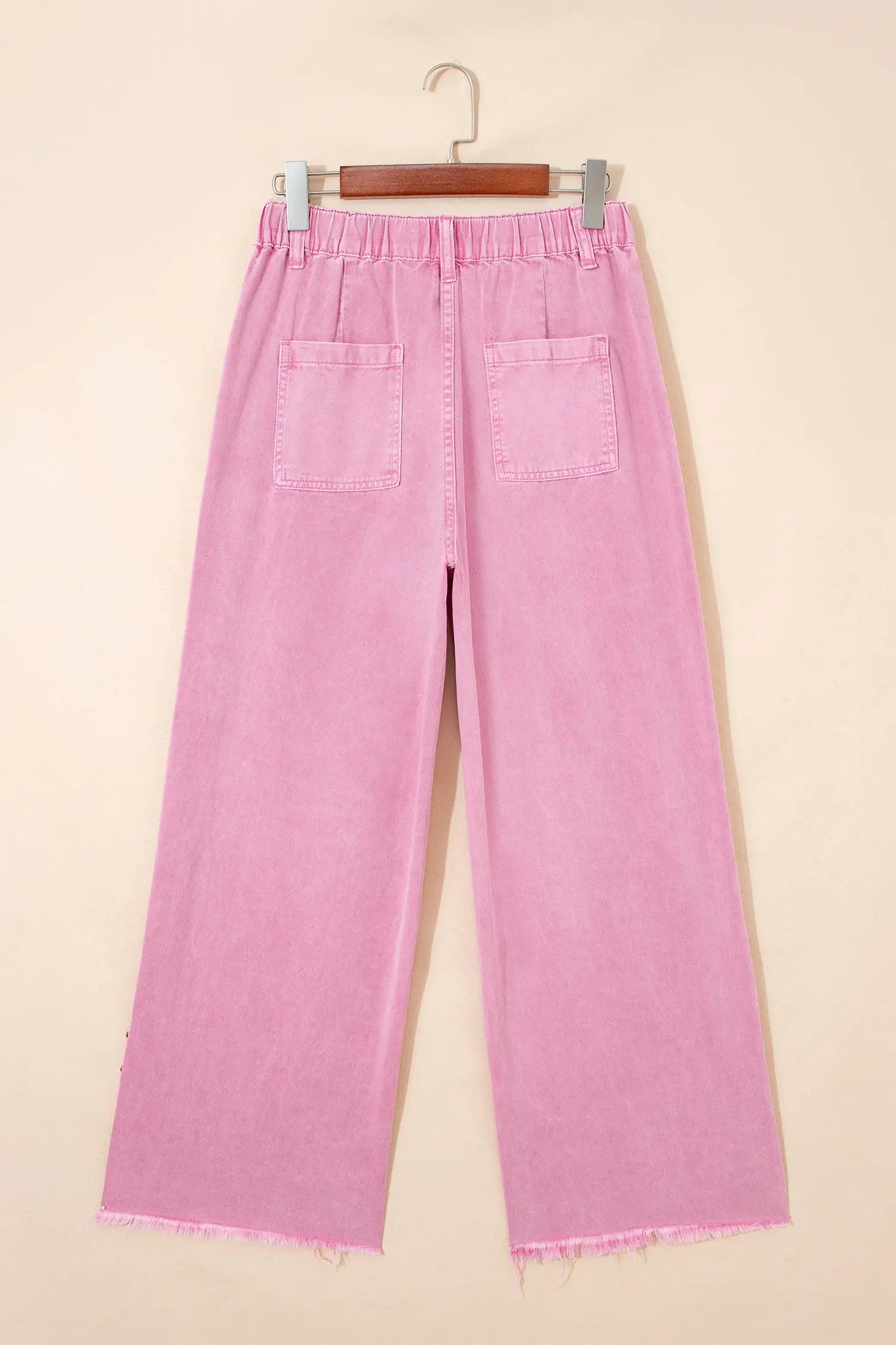 Pink Beaded Side Detail Split Loose Jeans