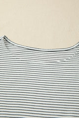 Black Stripe Contrasted Ruffle Trim Casual Tank Top