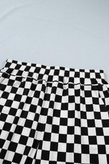 Black Plus Size Checkered Athleisure Shorts