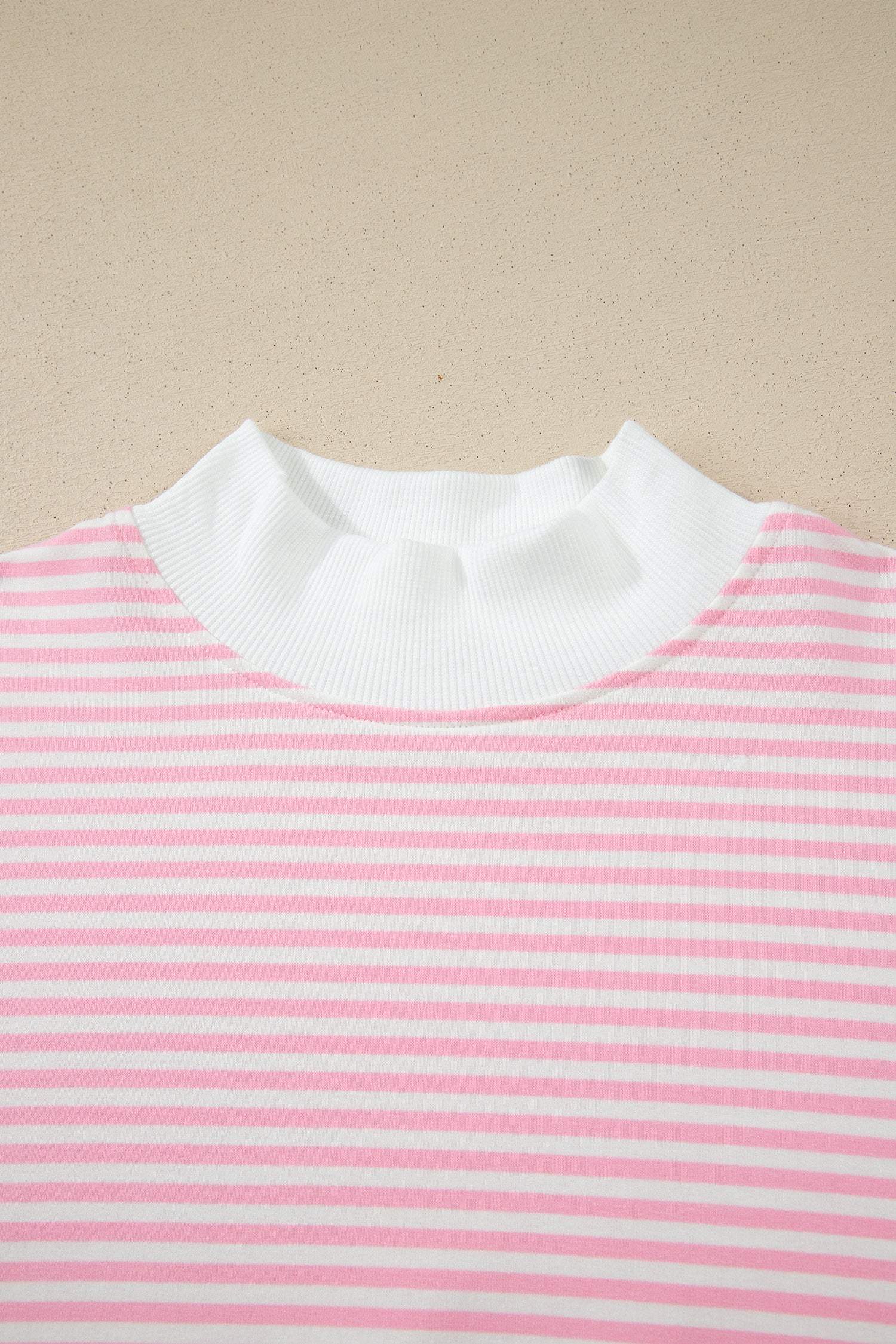 Sky Blue Stripe Oversize Mock Neck Sweatshirt and Shorts Set