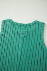 Sea Green Slim Ribbed Mineral Wash Tank Top