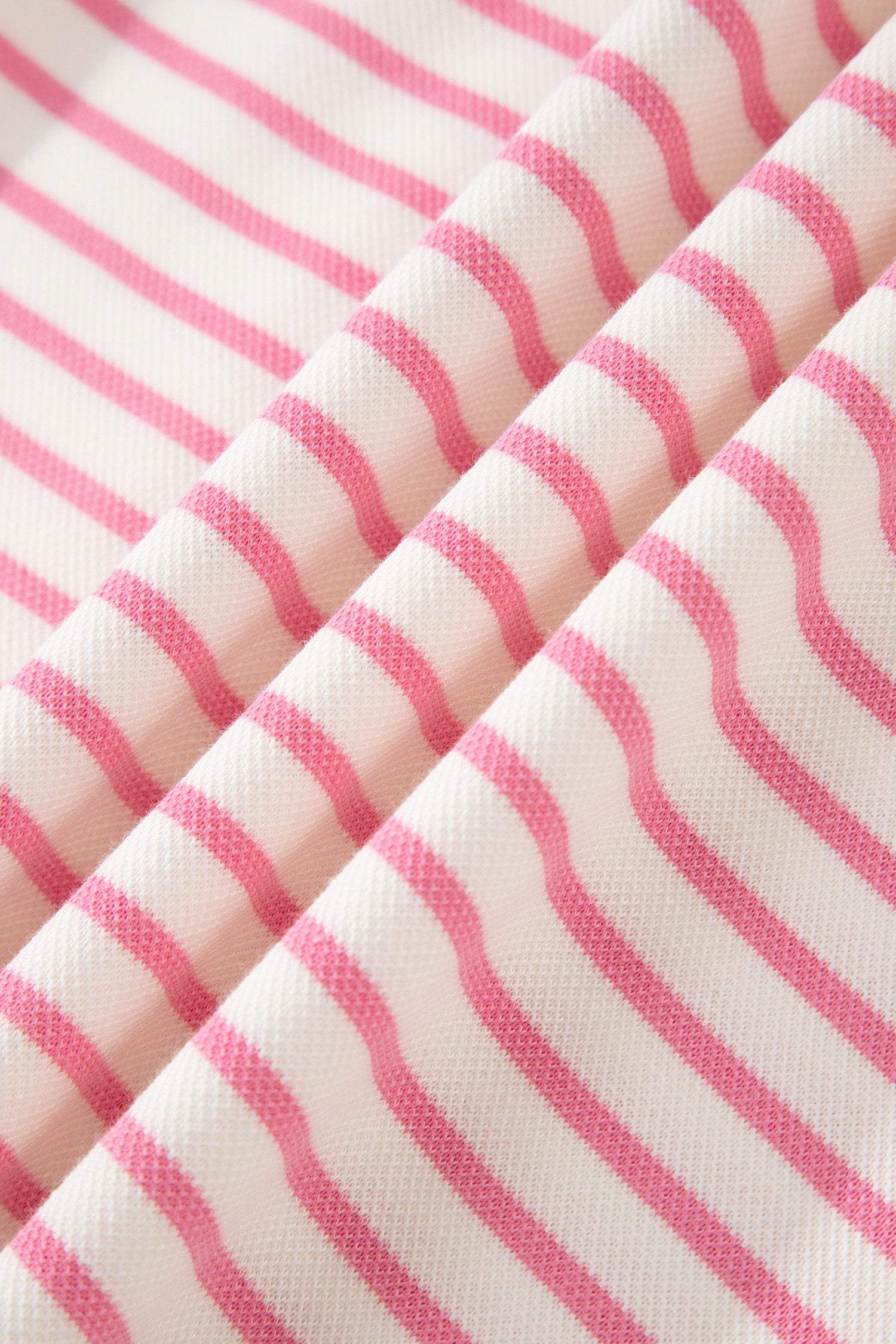 Pink Stripe Color Block Patchwork Polo Tee Drawstring Elastic Waist 2pcs Skort Set