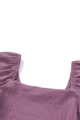 Valerian Square Neck Ruched Puff Sleeve Romper
