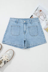 Myosotis High Rise Patch Pocket Denim Shorts