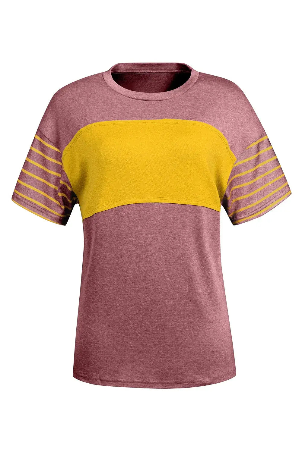Red Dahlia Color Block Striped Detail Loose T Shirt