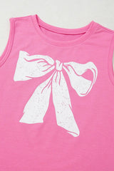 Sachet Pink Bow Print Boxy Fit Tank Top