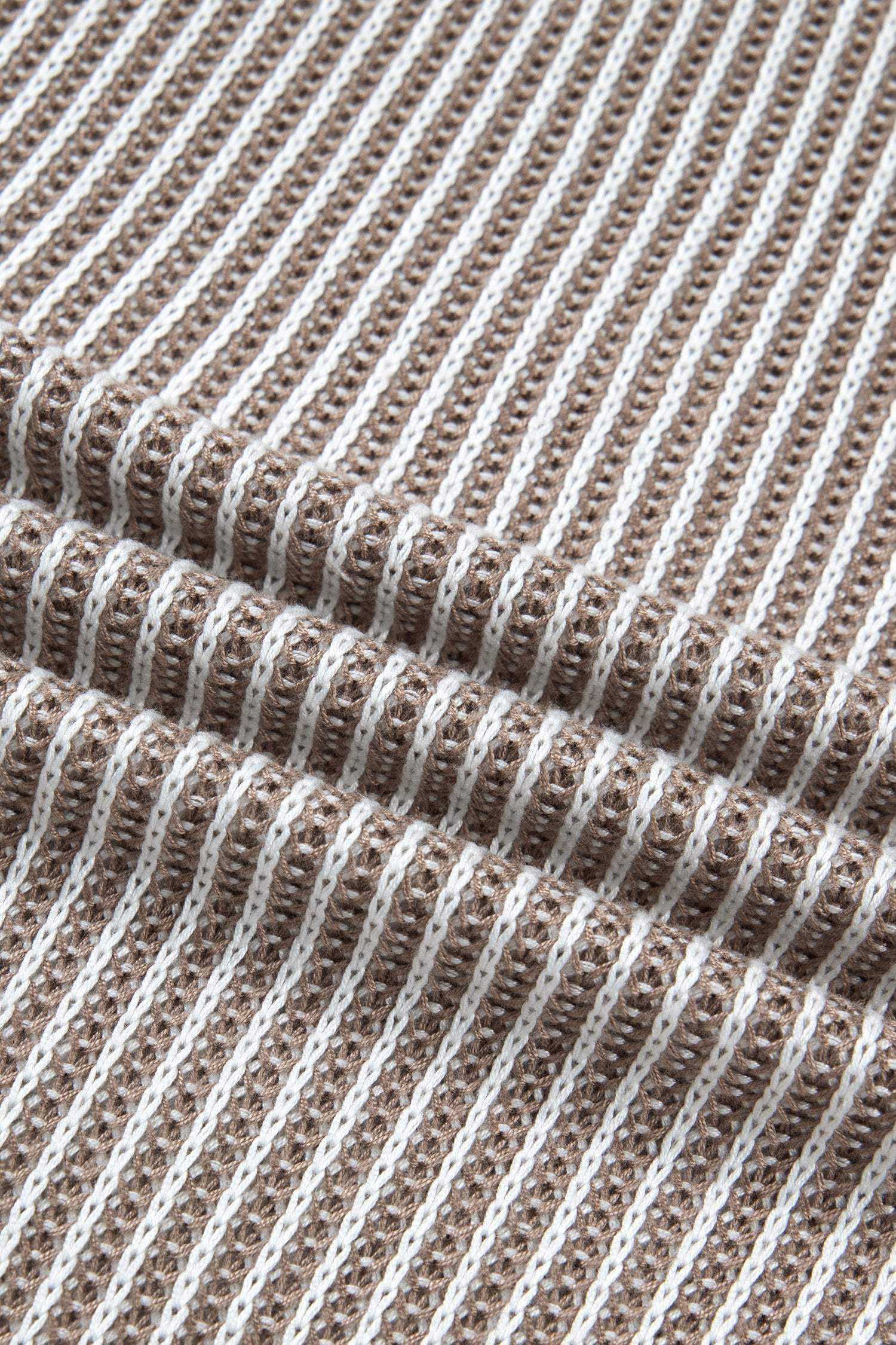 Pale Khaki Contrast Trim Ribbed Knit Sweater Tank Top