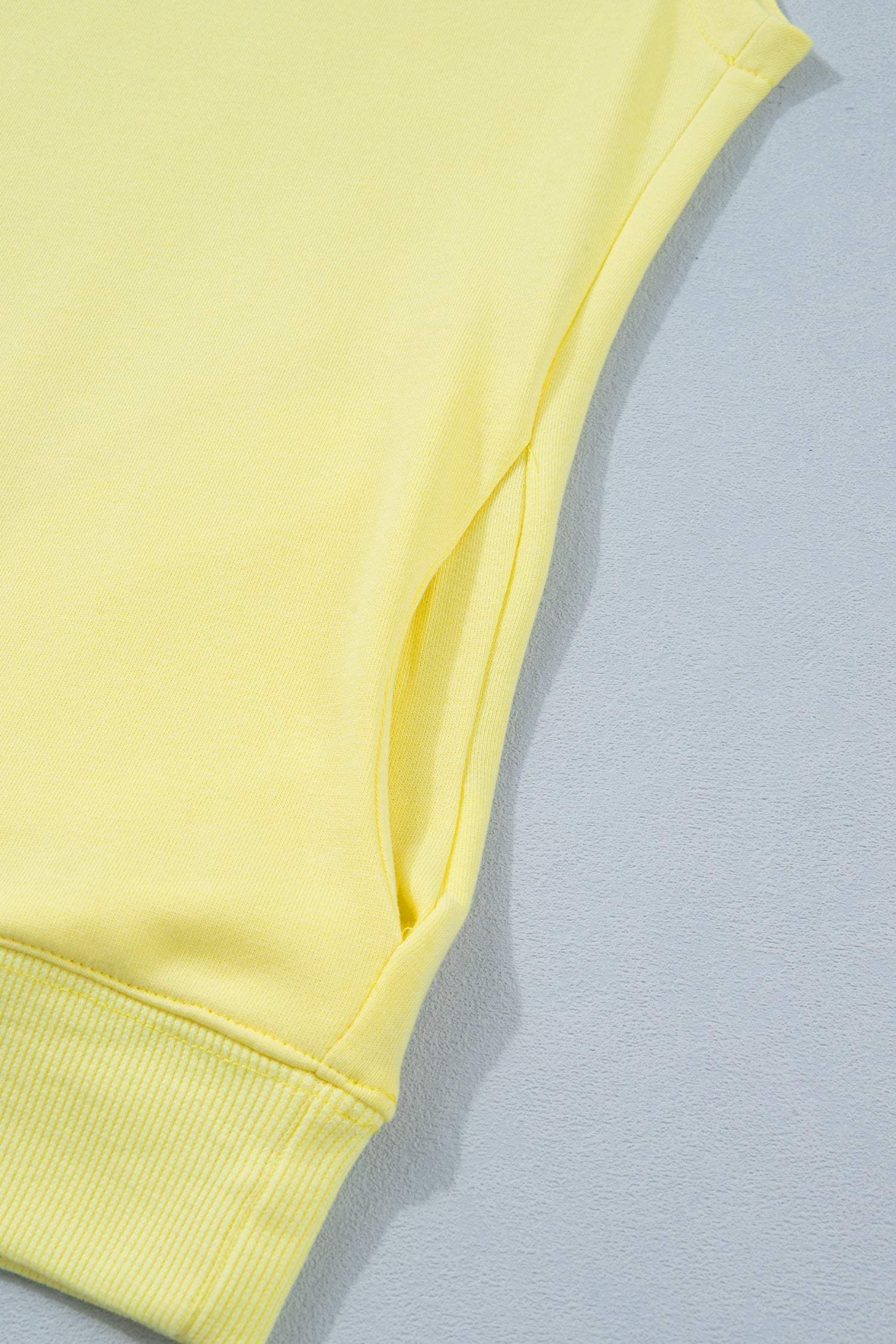Sky Blue Solid Color High Neck Cap Sleeve Loose Top