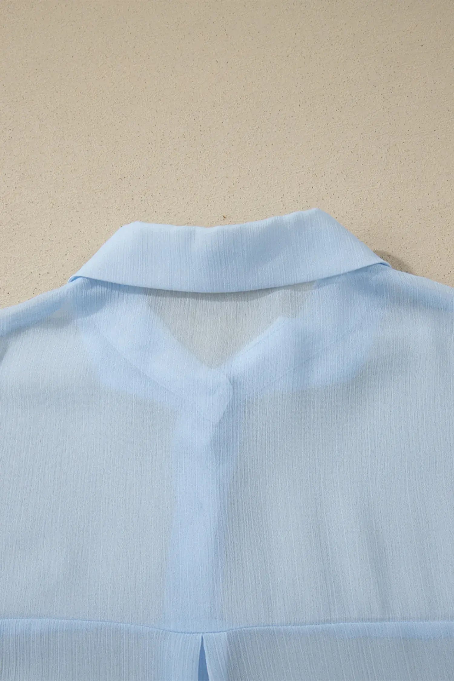 Beau Blue Sheer Tunic Shirt Drawstring Shorts 2pcs Swim Cover Up