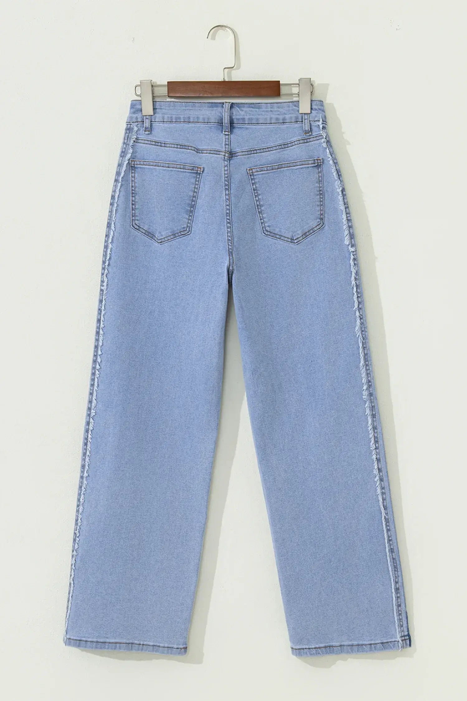 Beau Blue Contrast Stripe Frayed Side Panel Patchwork Shift Jeans
