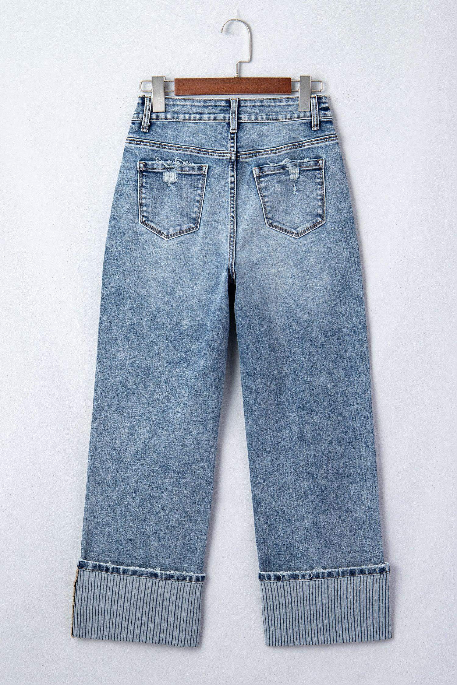 Ashleigh Blue Cuffed Straight Loose Jeans