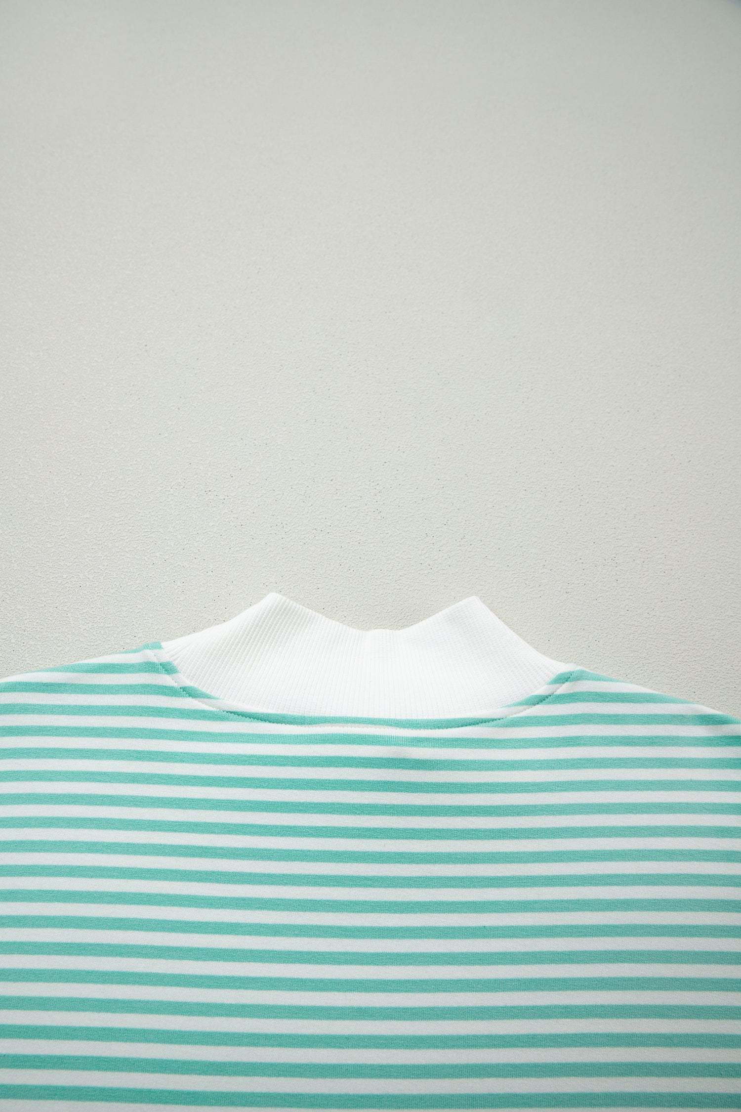 Sky Blue Stripe Oversize Mock Neck Sweatshirt and Shorts Set